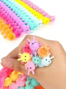 10pcs Random Color Caterpillar Fidget Toys - Anxiety Relief And Sensory Stimulation - Perfect For Parties, Festivals, And Holiday Decor - Multicolor - View 1