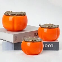 1 件新年節日裝飾福袋形狀塑膠花瓶帶扁平富貴水果設計婚禮裝飾 - 橘色 - 查看 5