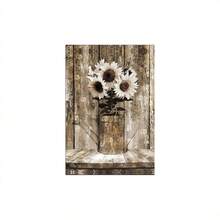 1pc,Wall Decor Canvas Wall Art Rustic Floral Rustic Sunflower Bedroom Living Room Home Decor Rustic Decorative Artwork Poster,Unframed - Grey - View 4