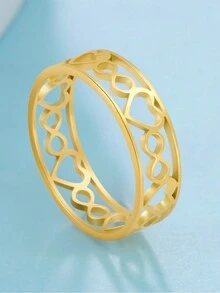 1入女士時尚不鏽鋼空心愛心戒指,極簡配飾,象徵永恆的愛,适用于結婚週年紀念和情人節女友禮物 - 愛心 - 查看 25