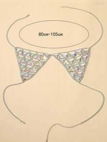 1pc New Stylish Acrylic Bra Body Chain - Silver - View 2