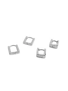 1pair Simple Square Shaped S925 Silver Earrings For Ladies' Daily Wear Or As Gift To Couple, Friends, Elderly Relatives Etc. - Silver - View 7