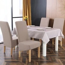 Paquete de 4 fundas elásticas para sillas de gran tamaño, fundas para sillas para comedor, hotel, banquete - Camel - Ver 3