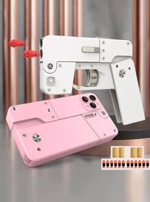 可摺疊手槍,手機造形槍殼玩具,戶外運動玩具,針對萬聖節和聖誕節禮物而設計的橡膠子彈手槍,附有蘑菇形子彈殼 - 白色 - 查看 7