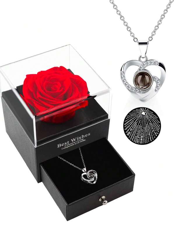 One Women'S Necklace A Beautiful Jewelry Gift Set In A Rose Gift Box