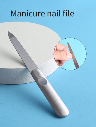 1 pieza Lima de uñas de doble cara de acero inoxidable para lijar uñas, utilizada en salones de uñas y arte de uñas, suministros de uñas, herramientas de uñas, herramientas de arte de uñas, de vuelta a la escuela, uñas, herramientas de uñas para uñas postizas, herramientas de manicura y pedicura
