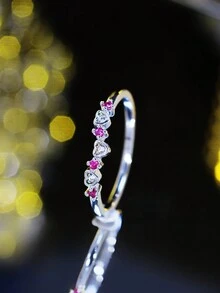 1只時尚簡約浪漫的心形cz寶石女戒,情人節禮物,約會,儀式 - 1674 - 查看 22