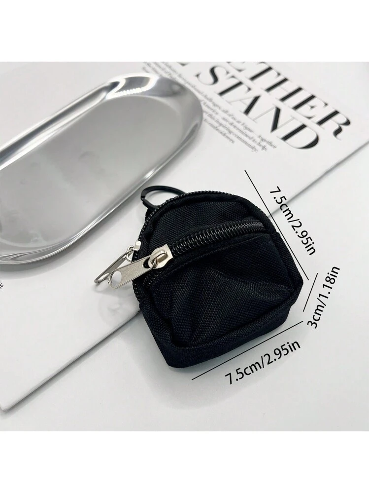 black mini backpack coin keychain Purse, Canvas Key Chain Wallet, Floral Design Zipper Pouch, Coin Purses and Pouches (Blue) at Amazon Women's Clothing store The cute mini backpack is decorated with ribbons and metal chains Grurun Mini Backpack Cute Cosmetic