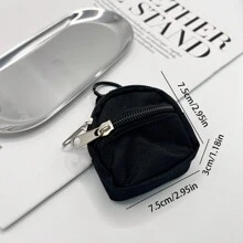 1个迷你拉链背包造型零钱包钥匙扣可爱帆布钥匙链环钱包包挂饰女士女孩礼物 - 彩色 - 查看 7