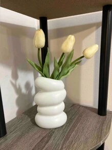 1入組多功能塑料花瓶,客廳咖啡桌裝飾,臥室桌面飾品,可以放置乾燥花和鮮花的創意花器 - 白色 - 查看 2