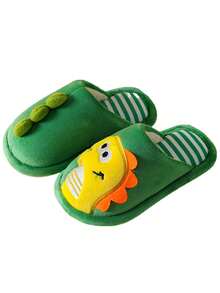 Pantuflas cómodas de peluche diseño de dinosaurio 3D para niños - Verde - Ver 4