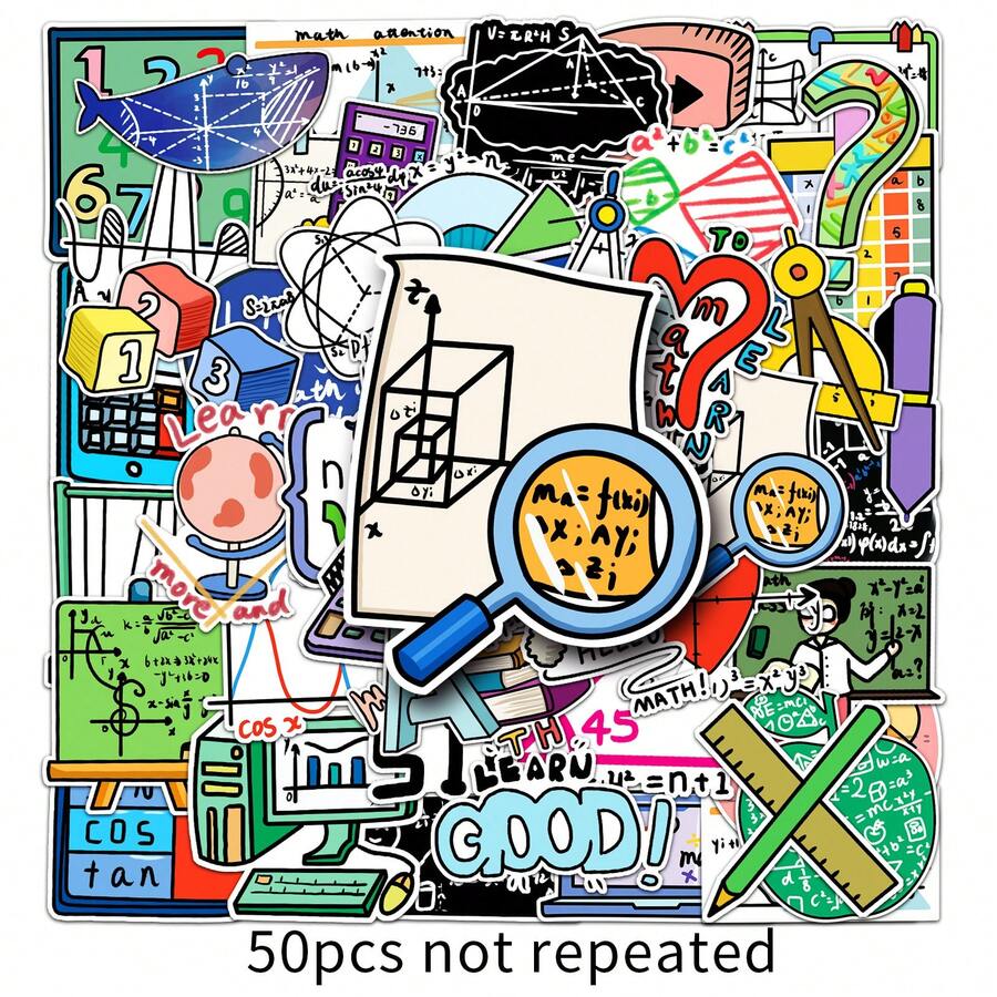 50入組數學公式創意塗鴉防水貼紙 - 杏色 - 查看 1