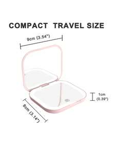 緊湊小巧的迷你禮品梳妝台折疊式led燈手持式口袋化妝鏡2倍放大 - 白色 - 查看 8