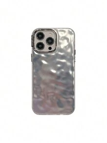 Metal Electroplating Fold Ripple Anti-Drop Phone Case With Camera Protection Compatible With IPhone - Silver - View 2