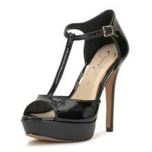 Jessica Simpson Sandalias de tacón para mujer - patente negra - Ver 1
