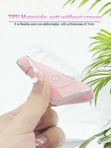 Pink Shockproof Car Key Cover + Key Case Compatible With Chevrolet Suburban Saab Bahn Gmc Key - Pink - View 3