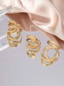 3入組個性化幸運許願時尚合金戒指,鑲嵌寶石,防褪色功能