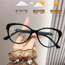 1 件女士心形时尚眼镜现代简约风格变色时尚眼镜 - 黑色 - 查看 1