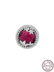 CKK 1件櫻桃色水晶925純銀Radiant Hearts Beads 精美珠寶，可自行DIY用於原裝品牌手鍊項鍊 - 酒紅色 - 查看 9