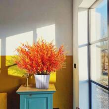 4束人造綠色薰衣草假灌木花,防紫外線掛花盆,室內外裝飾婚禮桌花安排花束材料 - 亮橙色 - 查看 7