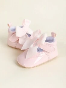 Infant Girls' Bow Knot Design Pu Shoes, Soft Non-Slip Bottom, Spring & Autumn, Fit For 0-18 Months Babies - Pink - View 5