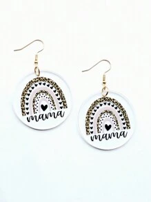1对 MAMA 彩虹豹纹亚克力耳环，母亲节礼物送给妈妈 - MAMA - 查看 3