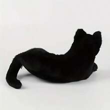 1只可愛的模擬貓形狀毛絨玩具娃娃,適合作為孩子的可愛伴侶禮物 - 黑色 - 查看 5