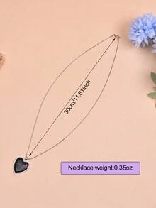 歐美風格“給我女兒”的毛衣鍊,母親的心形項鍊送給女兒 - 黑色 - 查看 2