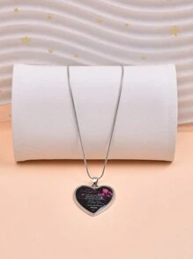 歐美風格“給我女兒”的毛衣鍊,母親的心形項鍊送給女兒 - 黑色 - 查看 6