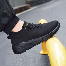 輕量經典時尚簡約流行高幫防滑耐磨減震運動戶外學生休閒鞋 - 黑色 - 查看 1