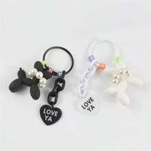 1pc Lady's Cute Puppy Keychain New Pendant Heart Shape Accessory For Bag Diy Phone Case Chain, Couple Gift - Multicolor - View 5