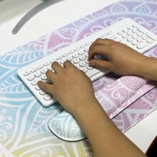 1set Rubber Mouse Pad + Rubber Keyboard Wrist Rest + Small Wrist Rest + Cup Coaster Kit For Desktop/ Laptop Office Use - Multicolor - View 4