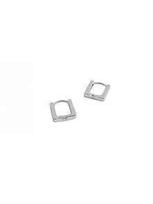 1pair Simple Square Shaped S925 Silver Earrings For Ladies' Daily Wear Or As Gift To Couple, Friends, Elderly Relatives Etc. - Silver - View 10