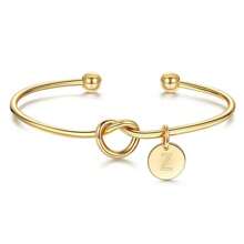 1 chiếc vòng tay hở thắt nút tình yêu đơn giản thời trang cá nhân hóa theo phong cách A-Z, vòng tay tự làm 26 chữ cái tiếng Anh, quà tặng ngày lễ tình nhân, phù hợp để đeo hàng ngày cho phụ nữ - Vàng - Xem 15