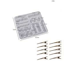 髮夾樹脂模具,含有10個金色髮夾配件,髮夾矽膠模具,珠寶環氧樹脂模具,用於製作吊墜項鍊耳環 - 白色 - 查看 10