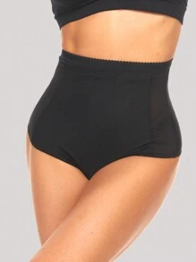 1 Pieza Bragas Moldeadoras Con Control Abdominal Y Cintura Alta Para Mujer, Con Malla De Empalme. Adecuado Para El Tiempo Libre, El Hogar, La Oficina Y Las Reuniones - Negro - Ver 2