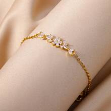 Bracelet fleurs élégant pour femmes et filles, charme bohème, couleur or, en acier inoxydable. Bijoux de luxe, cadeau de la Saint-Valentin