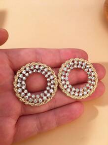 1pair Elegant And Stylish Zinc Alloy Baroque Crystal Earrings With Daily Wearability, Perfect Gift Jewelry For Your Girlfriend In 2024 - Gold - View 6