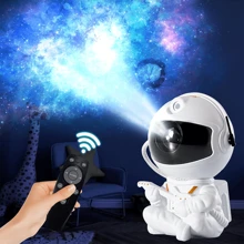 1pc New Star Projector Galaxy Night Light - Astronaut Space Projector, Star Nebula Ceiling Led Light, Timer And Remote Control For Room Decoration (White Guitar Astronaut) - White - View 2