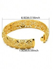 1入金色手鍊迪拜手鐲,婚禮珠寶非洲禮品 - 金黃色 - 查看 3