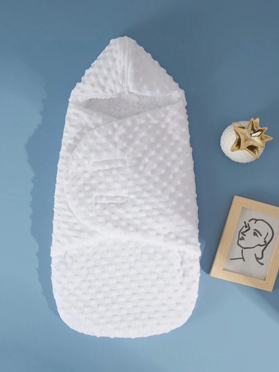 1 件婴儿男女通用双层襁褓毯爱心情人节 - 白色 - 查看 1