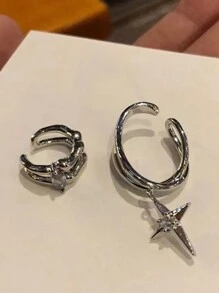 1pair Asymmetrical Star Shaped Cubic Zirconia Ear Cuff For Women Without Piercing, Daily Wear Jewelry Gift - Ear Clip - View 3