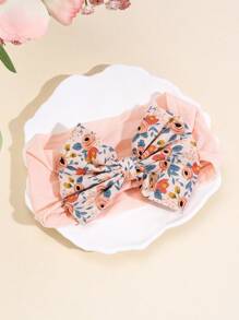 1pc Pink Bow Headband For Kids,Flower Pattern Elastic Hairband,Spring Hair Band For Baby,Kids Baby Hair Accessories - Pink - View 1