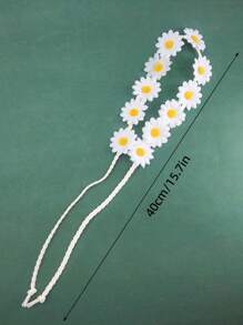 1條波西米亞風格白色雏菊頭帶，時尚的頭飾Boho - 白色 - 查看 1