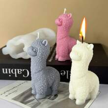 1pc 3D Alpacas Silicone Candle Mold DIY Cute Animal Scented Candle Soap Craft Gifts Making Resin Plaster Molds Home Decor Supplies - White - View 7