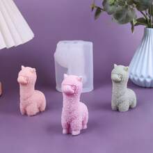 1pc 3D Alpacas Silicone Candle Mold DIY Cute Animal Scented Candle Soap Craft Gifts Making Resin Plaster Molds Home Decor Supplies - White - View 2
