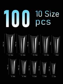 Transforme sus uñas con 100 piezas de resina de mezclilla en caja transparente uñas postizas extendidas para mujeres y niñas - transparente - Ver 3