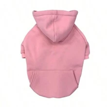 1件粉色寵物連帽衫,單色連帽運動衫,口袋細節帶連帽單色套頭衫 - 粉色 - 查看 8