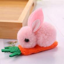 1組/6入萌翻天卡通胡蘿蔔形狀的小兔髮夾,適合小孩日常使用 - 彩色 - 查看 4