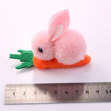 1組/6入萌翻天卡通胡蘿蔔形狀的小兔髮夾,適合小孩日常使用 - 彩色 - 查看 6